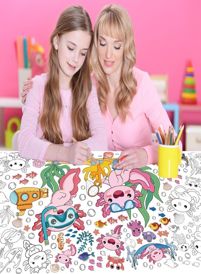 InIsaJace Axolotl Large Coloring Poster, Pink Cute Giant DIY Coloring Table Cloth for Kids Axolotl Party Decorations, Salamander Undersea World Poster Activity Boys Girls(71 X 31 Inches) - Image 4